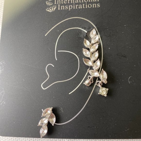 International Inspirations Silver Leaf Ear Climber and Earring - Picture 2 of 6